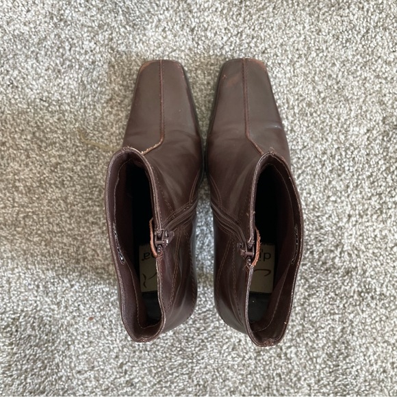 Vintage Diba Y2K Square Toe Ankle Boots Women’s 9 Brown Leather Western Boho - Picture 6 of 12